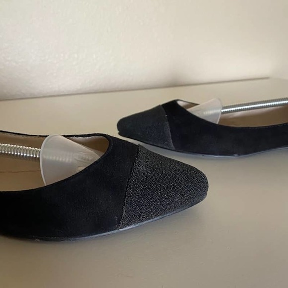 Nine West 9M Women Flats‎ Solile Black Suede Sparkle Cap Toe - Picture 11 of 12